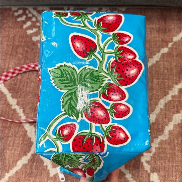 Freckled Sage Genuine Oilcloth Strawberry Tote / Utility Bag - Picture 6 of 8